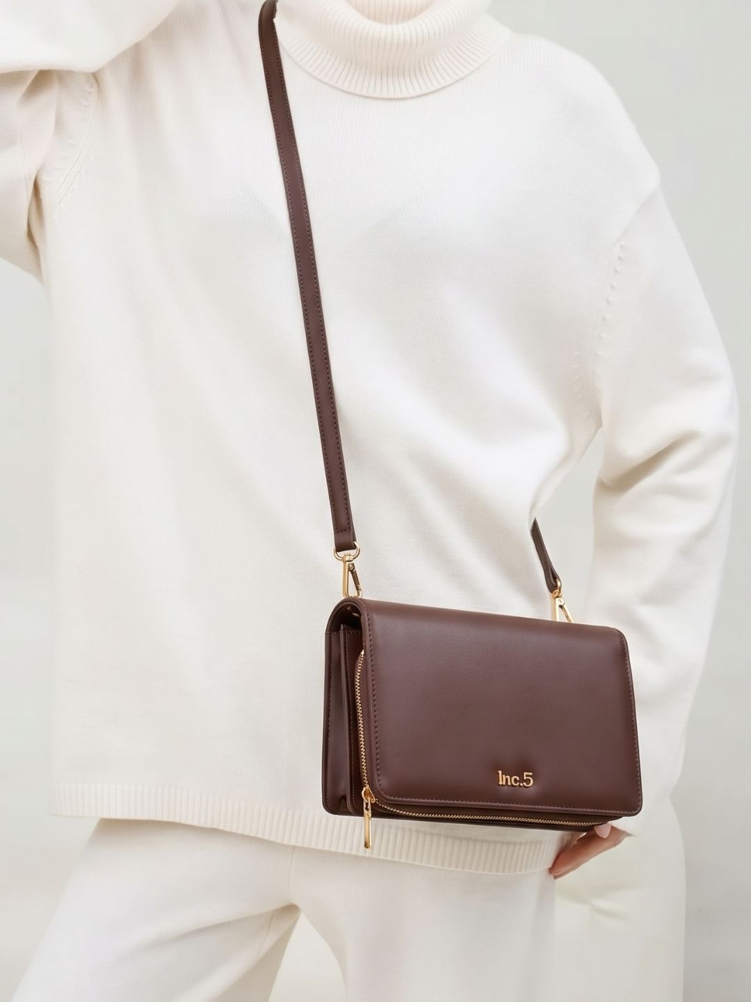 Women Coffee Solid Sling Bag With Magnet Lock For Casual