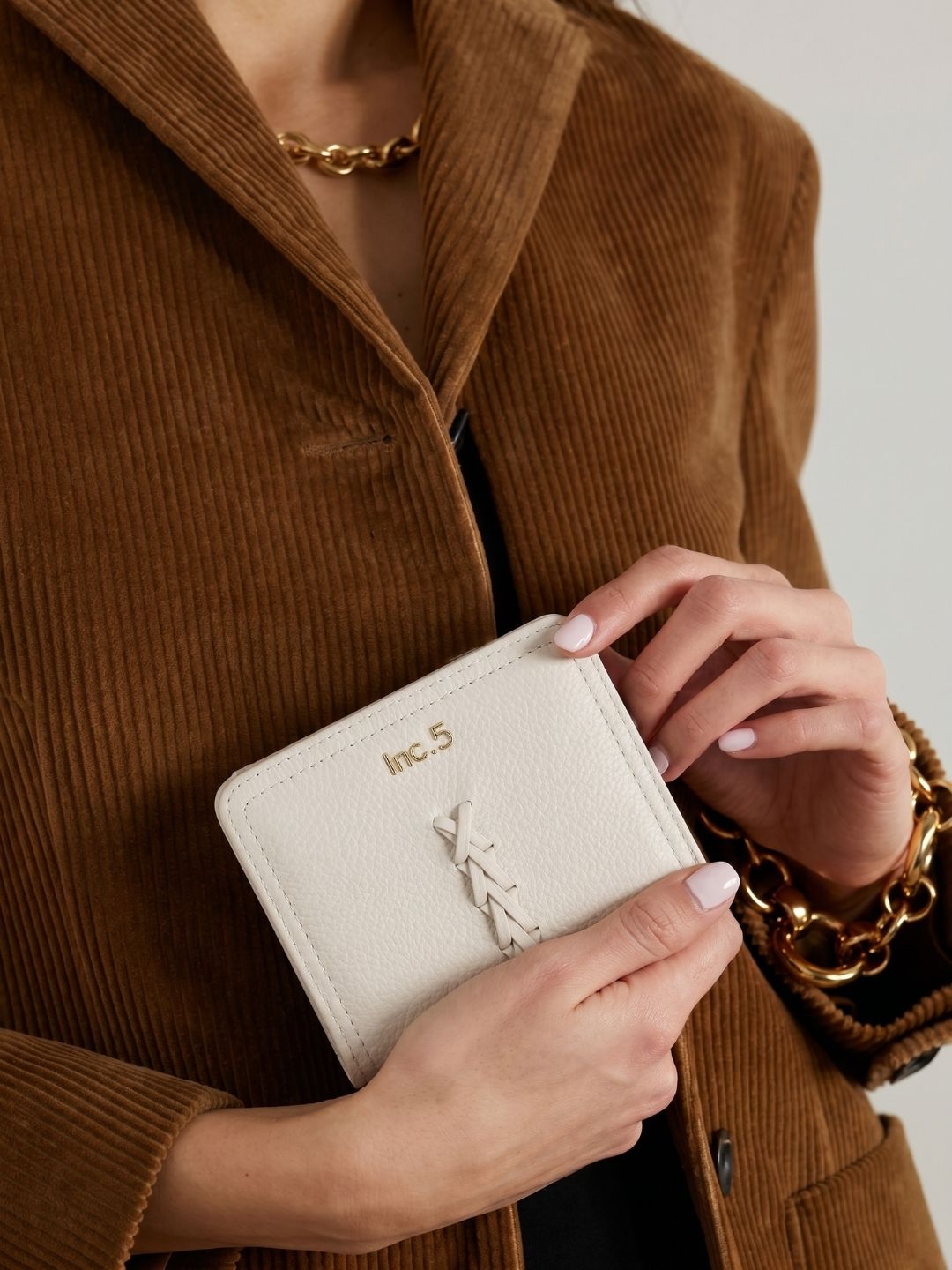 Women Beige Textured Wallet With Magnet Lock For Casual