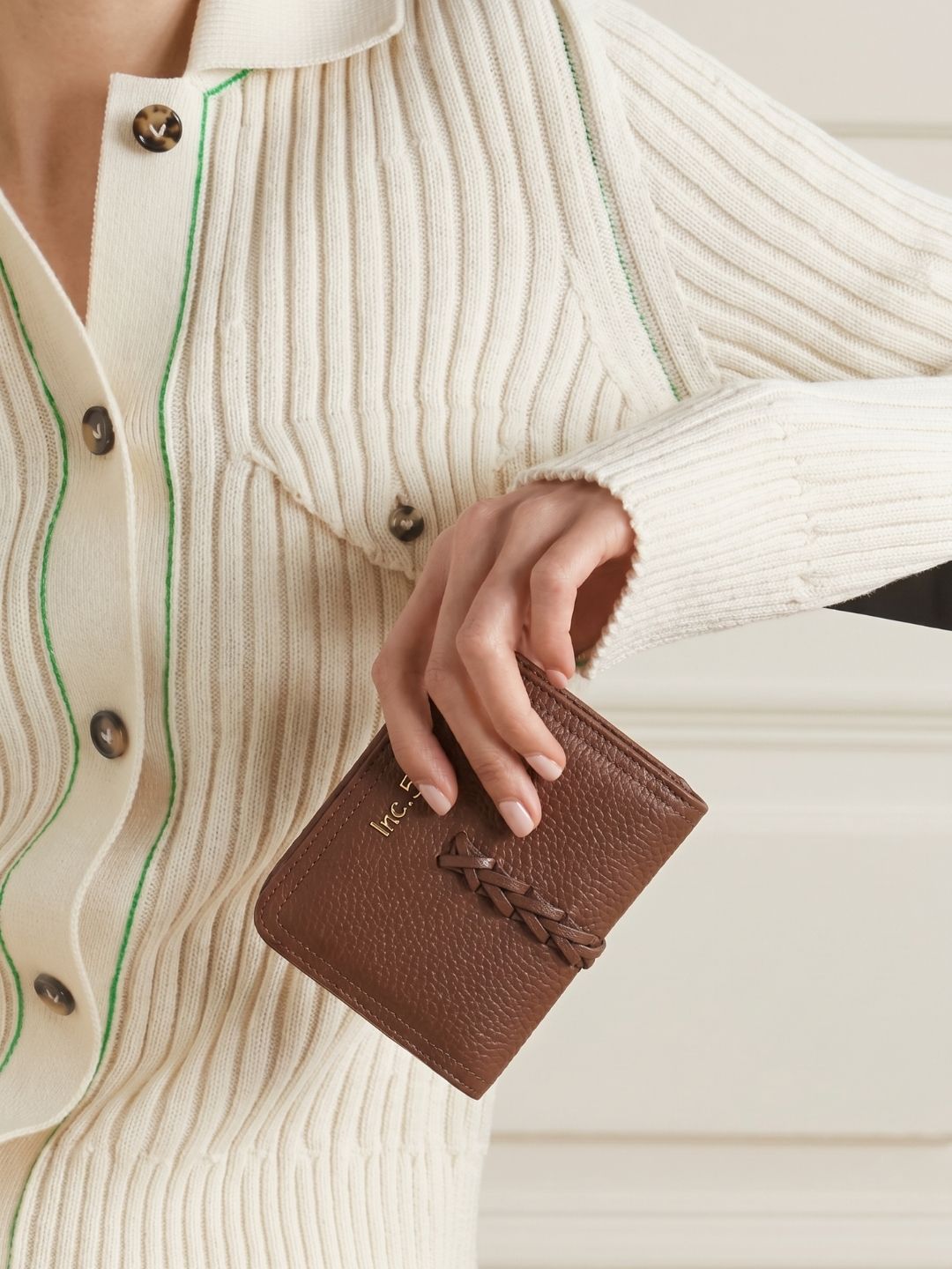 Women Brown Textured Wallet With Magnet Lock For Casual