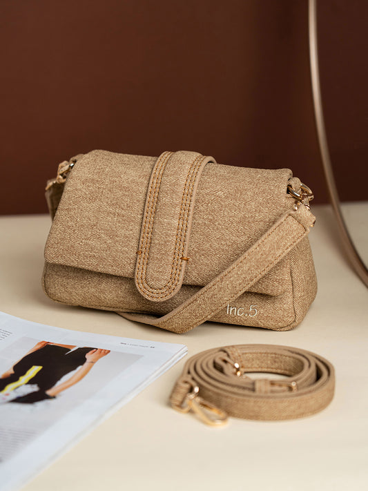 Womens Beige Textured Sling Bag