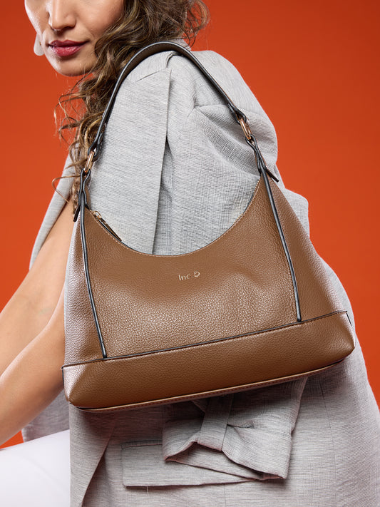 Womens Brown Solid Shoulder Bag