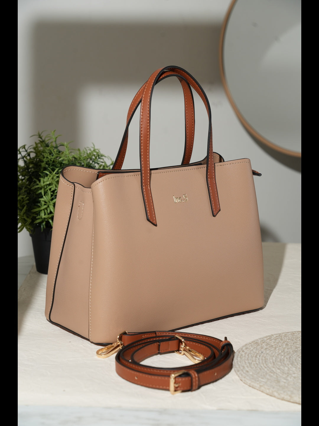 Womens Khaki Solid Handbag