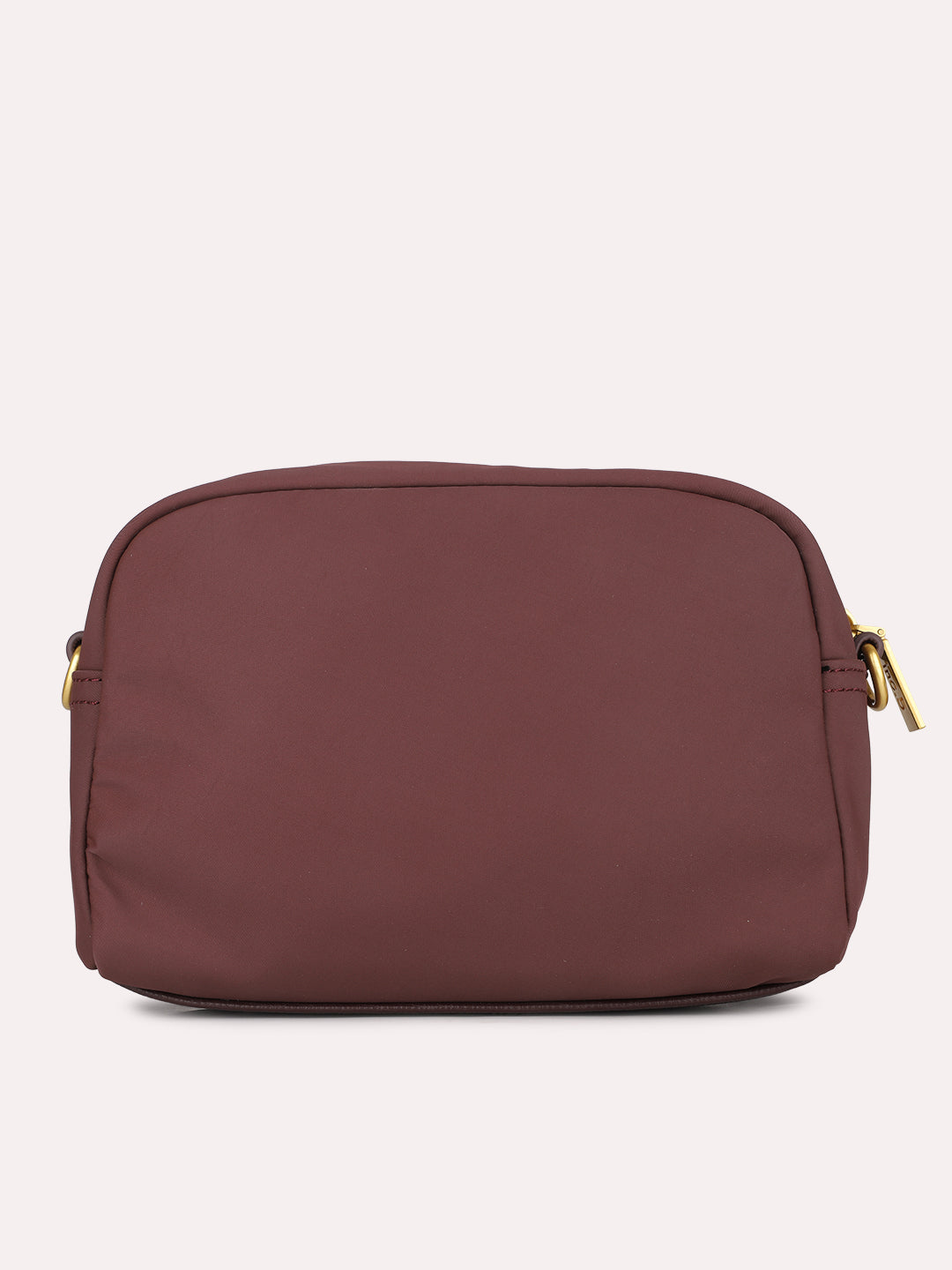 Womens Red Textured Sling Bag With Zip Lock