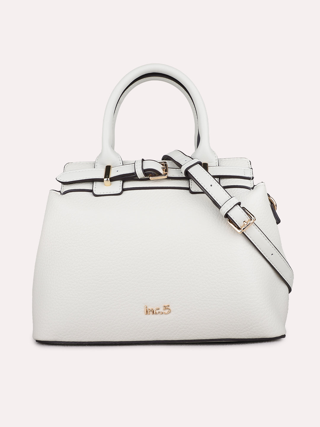 Womens Beige Handbag With Zip Lock For Casual