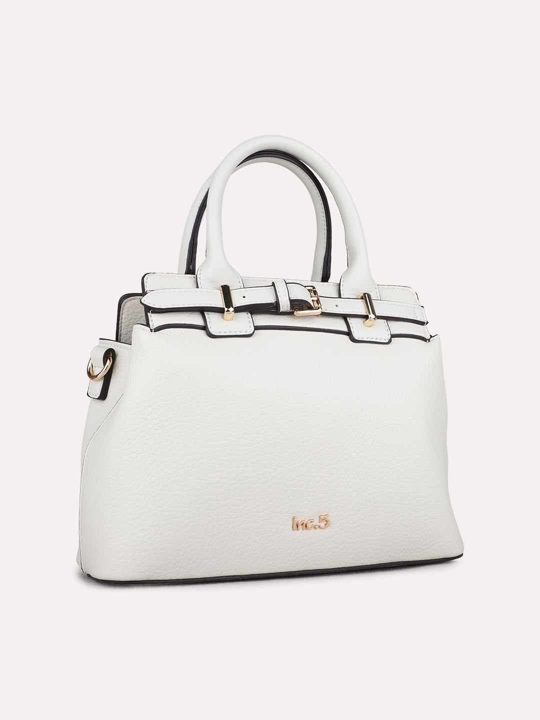 Womens Beige Handbag With Zip Lock For Casual