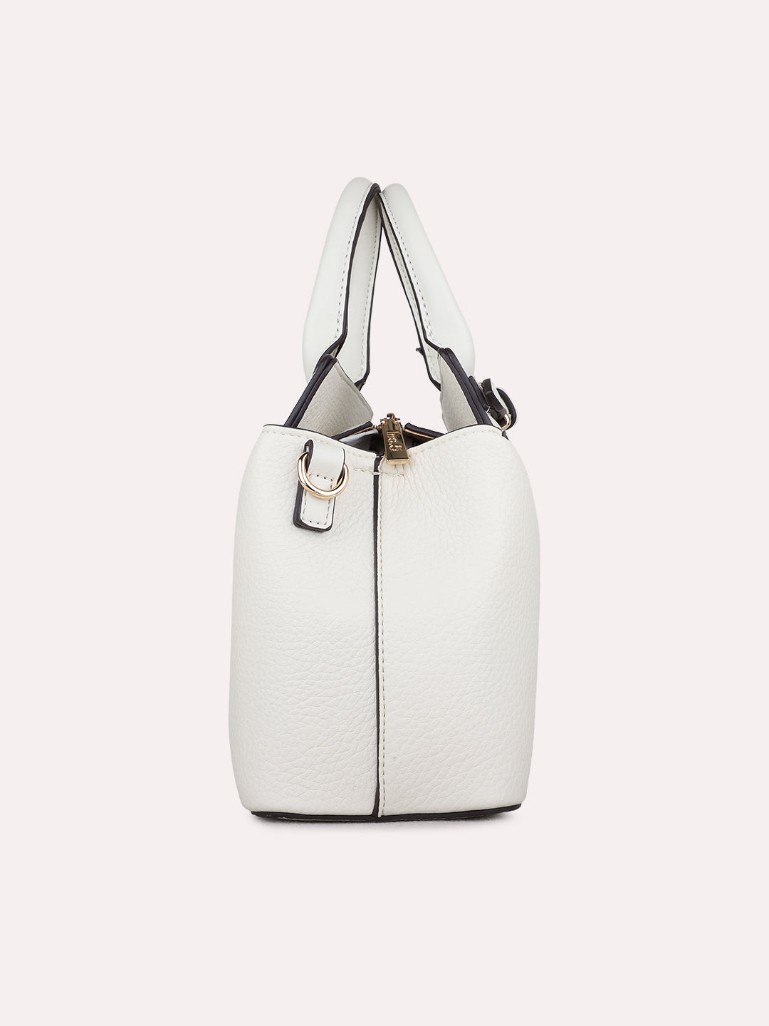 Womens Beige Handbag With Zip Lock For Casual