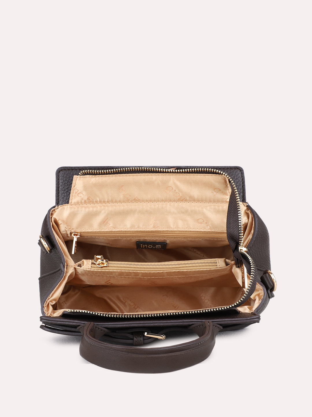 Womens Brown Handbag Zip Lock For Casual