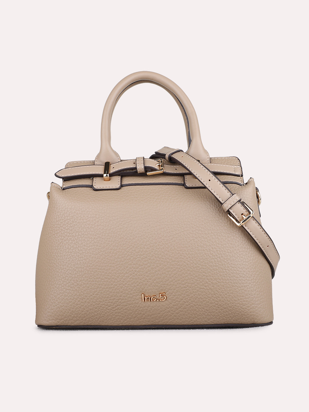 Womens Taupe Color Handbag With Zip Lock For Casual