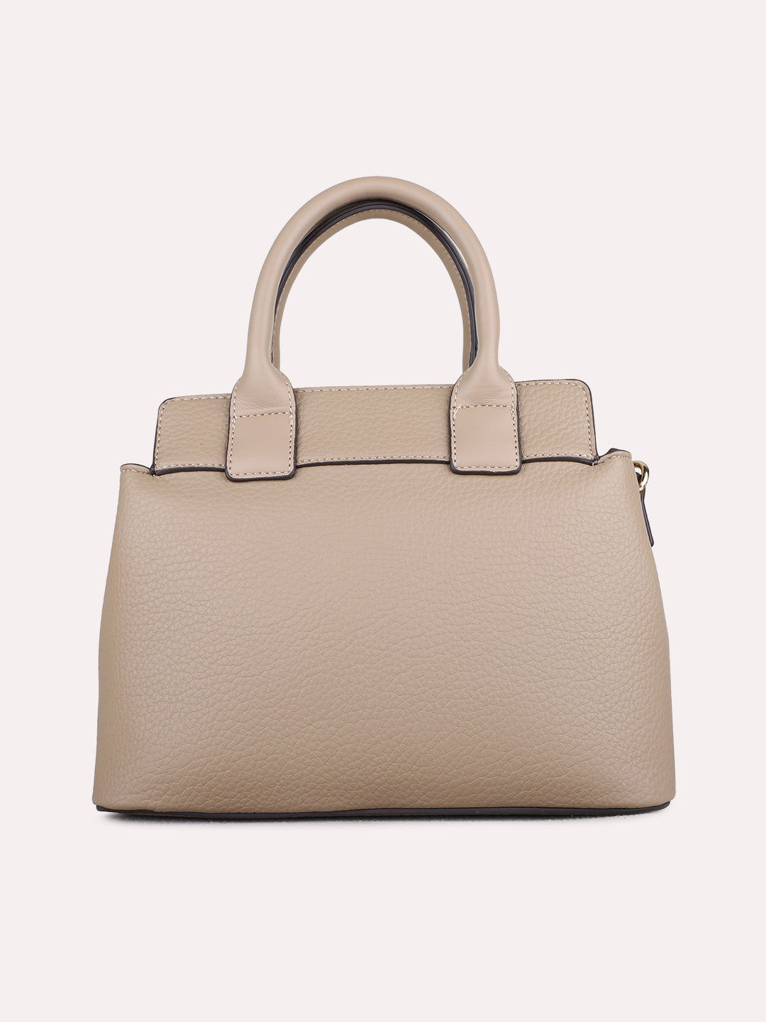 Womens Taupe Handbag With Zip Lock For Casual