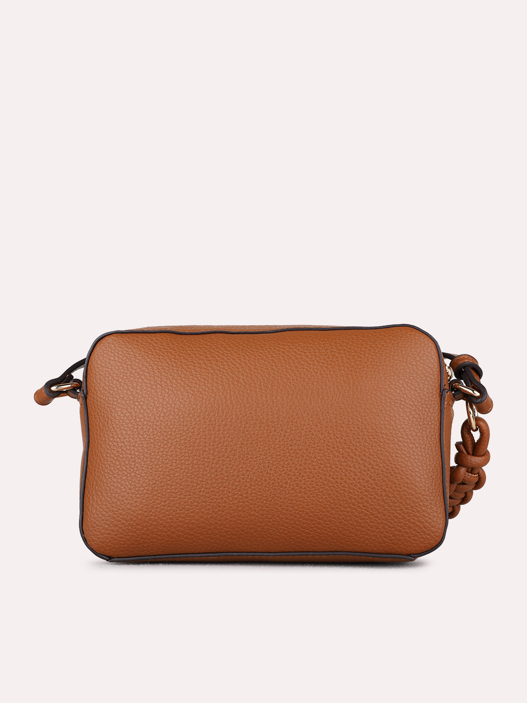 Womens Brown Sling Bag With Zip Lock For Party