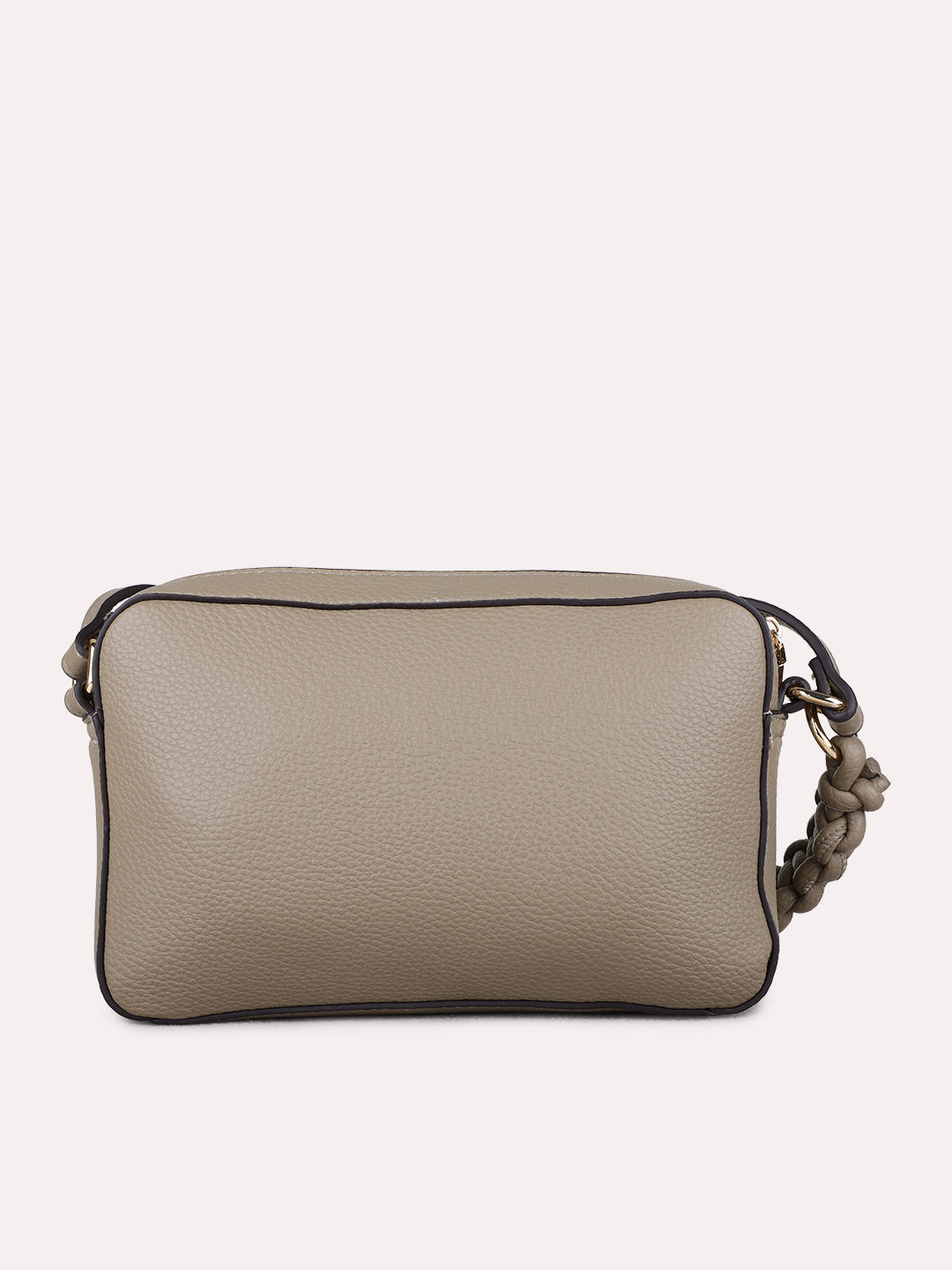 Womens Taupe Sling Bag With Zip Lock For Party