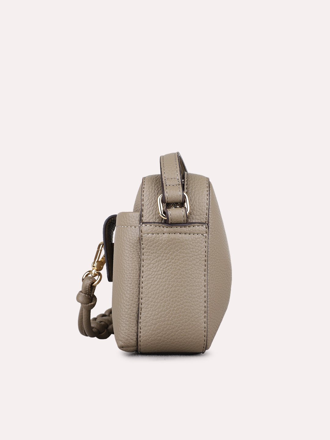 Womens Taupe Sling Bag With Zip Lock For Party