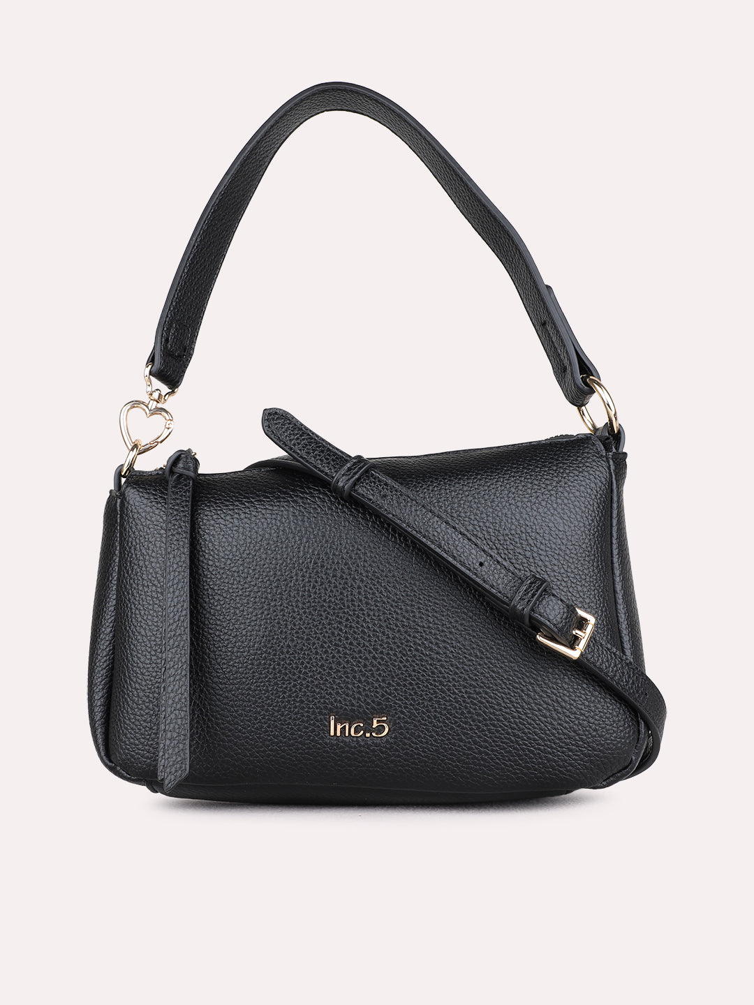Buy Now Womens Black Shoulder Bag With Zip Lock For Casual