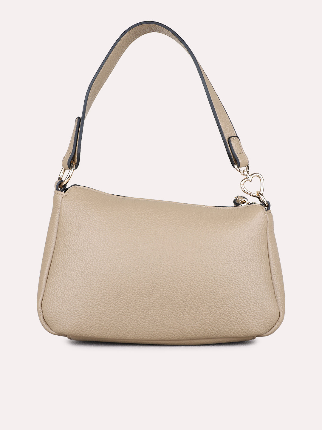 Womens Taupe Shoulder Bag With Zip Lock For Casual