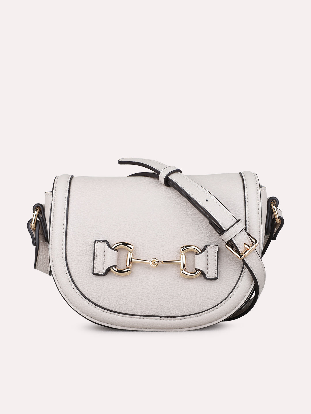 Womens Beige Sling Bag With Magnet Button Lock Party