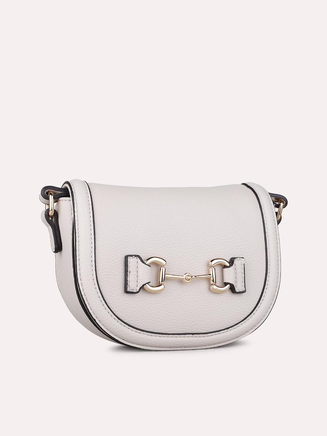 Womens Beige Sling Bag With Magnet Button Lock Party