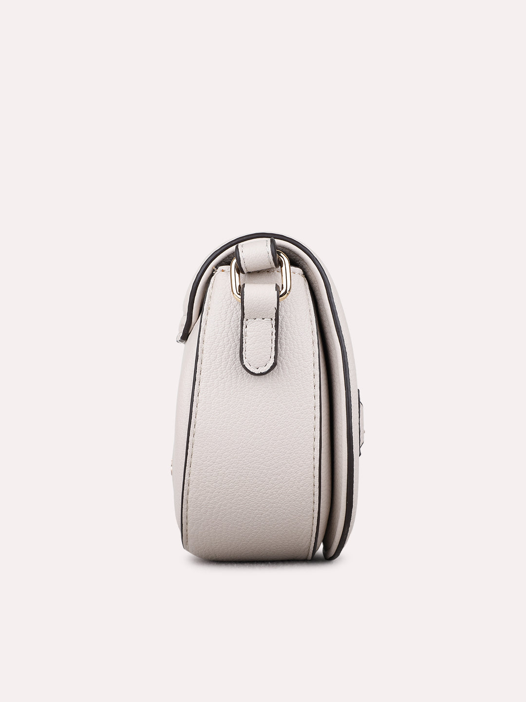 Womens Beige Sling Bag With Magnet Button Lock Party