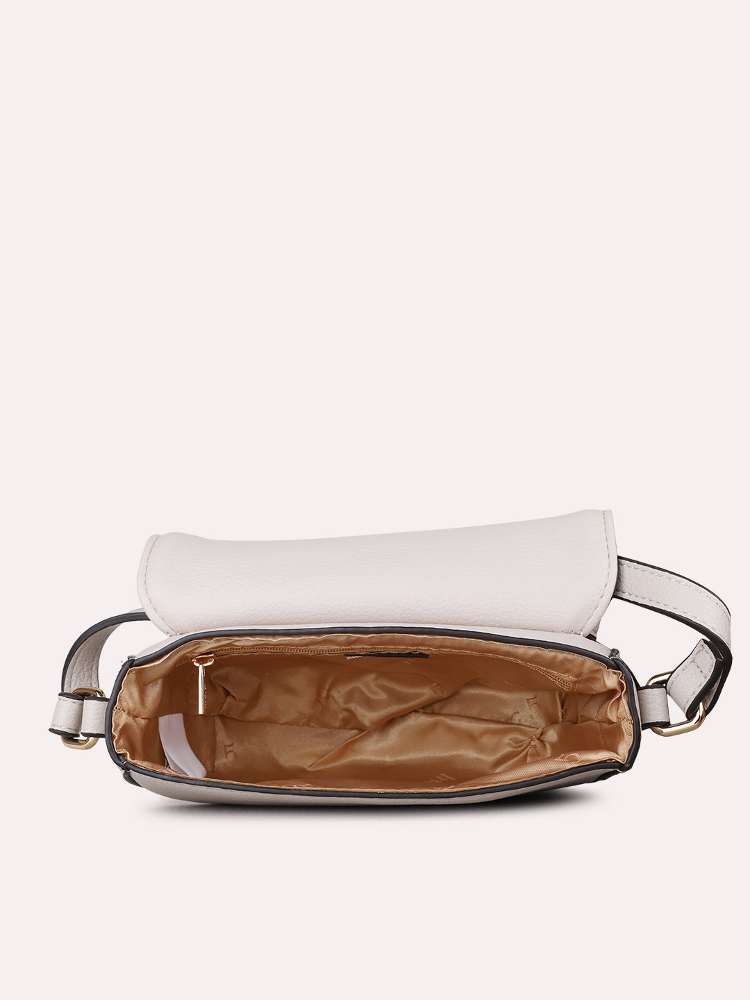 Womens Beige Sling Bag With Magnet Button Lock Party