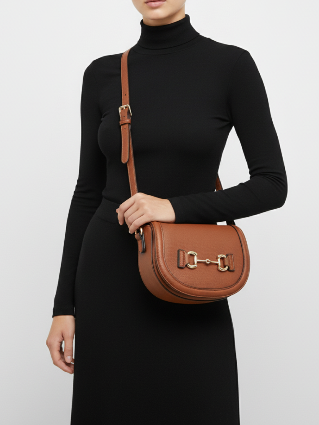 Womens Brown Sling Bag With Magnet Button Lock For Party Wear