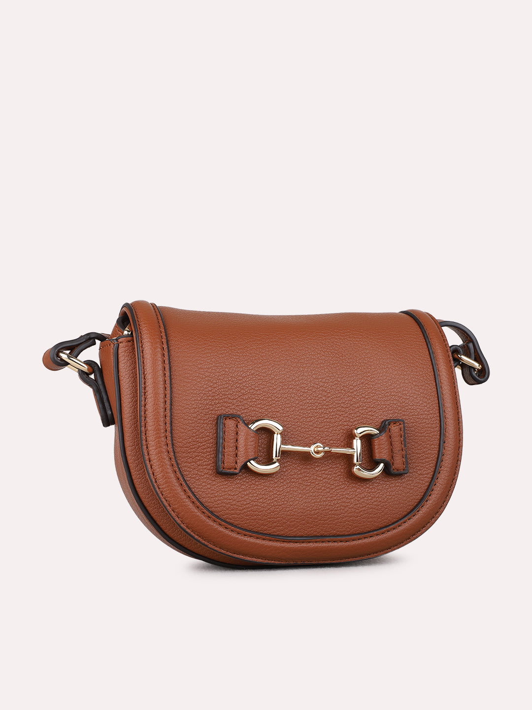 Womens Brown Sling Bag With Magnet Button Lock For Party Wear