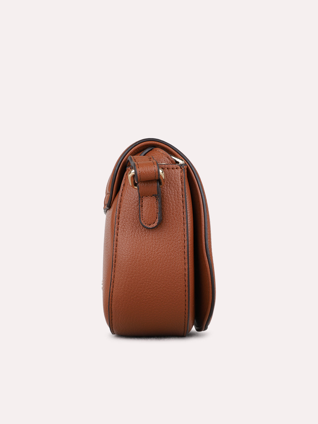 Womens Brown Sling Bag With Magnet Button Lock For Party Wear