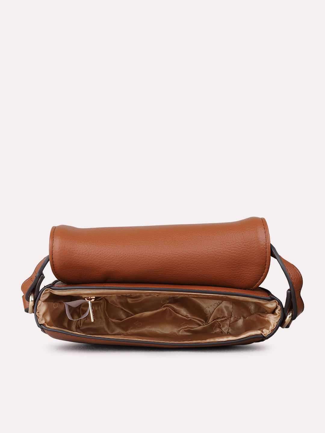 Womens Brown Sling Bag With Magnet Button Lock For Party Wear