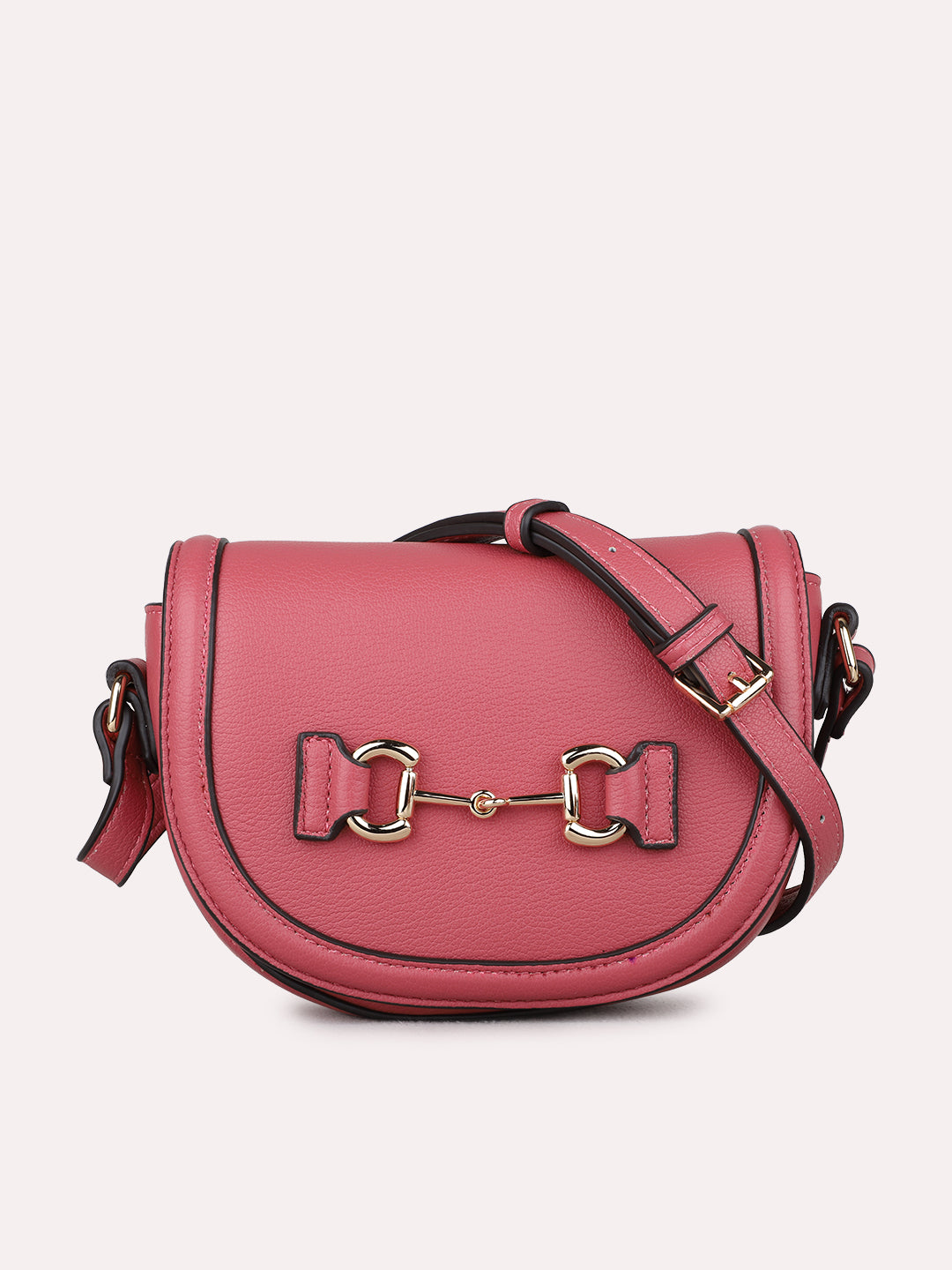 Womens Pink Sling Bag With Magnet Button Lock Party