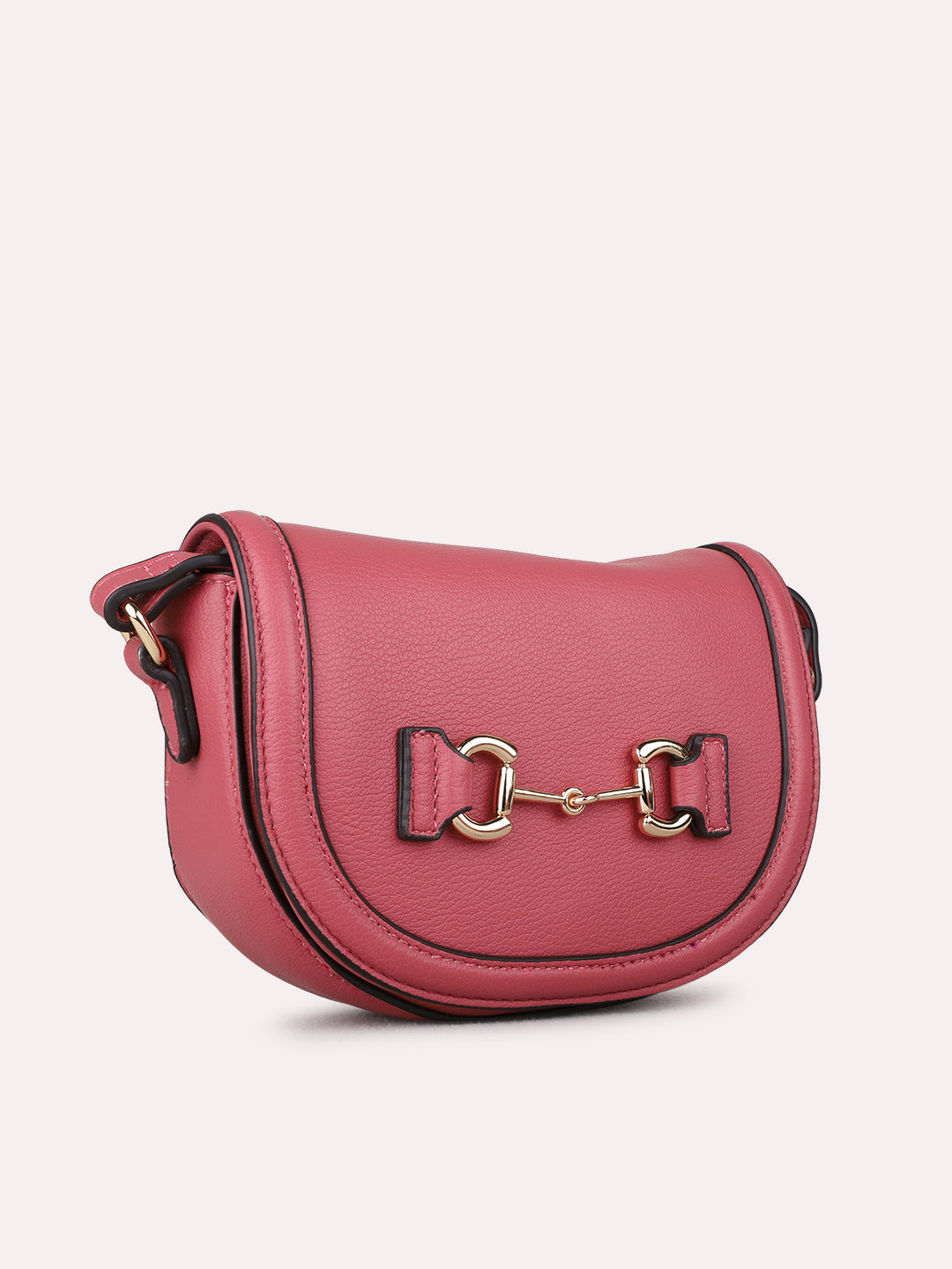 Womens Pink Sling Bag With Magnet Button Lock Party