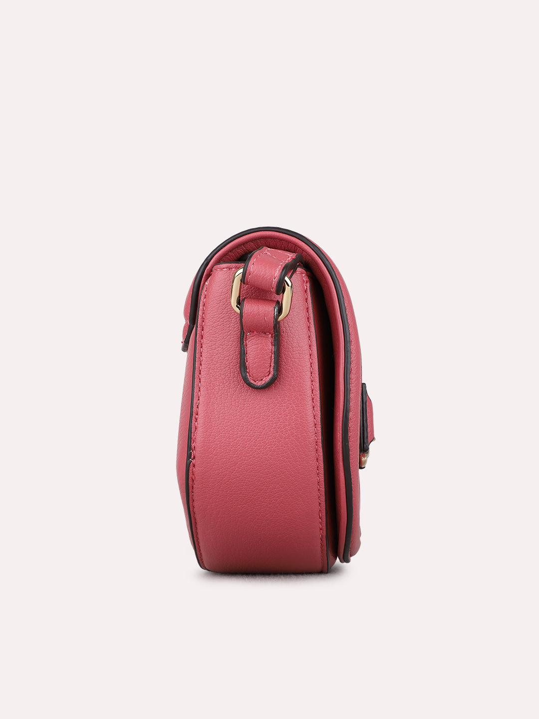 Womens Pink Sling Bag With Magnet Button Lock Party