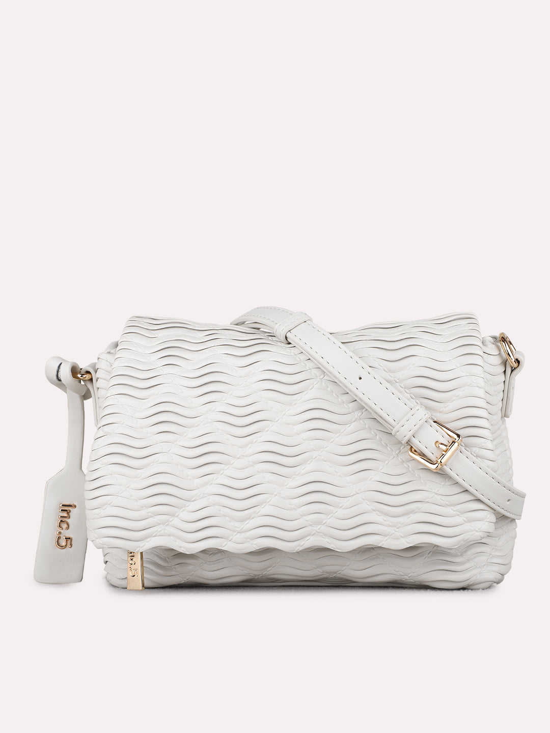 Womens Beige Sling Bag With Magnet Button Lock For Party