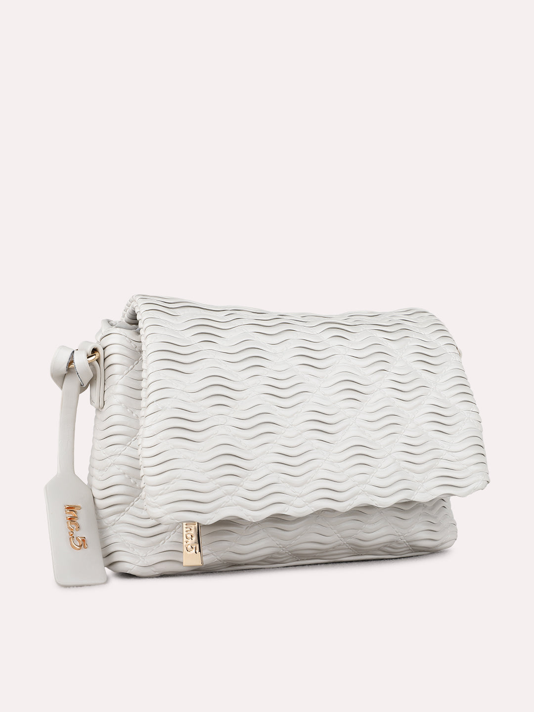 Womens Beige Sling Bag With Magnet Button Lock For Party