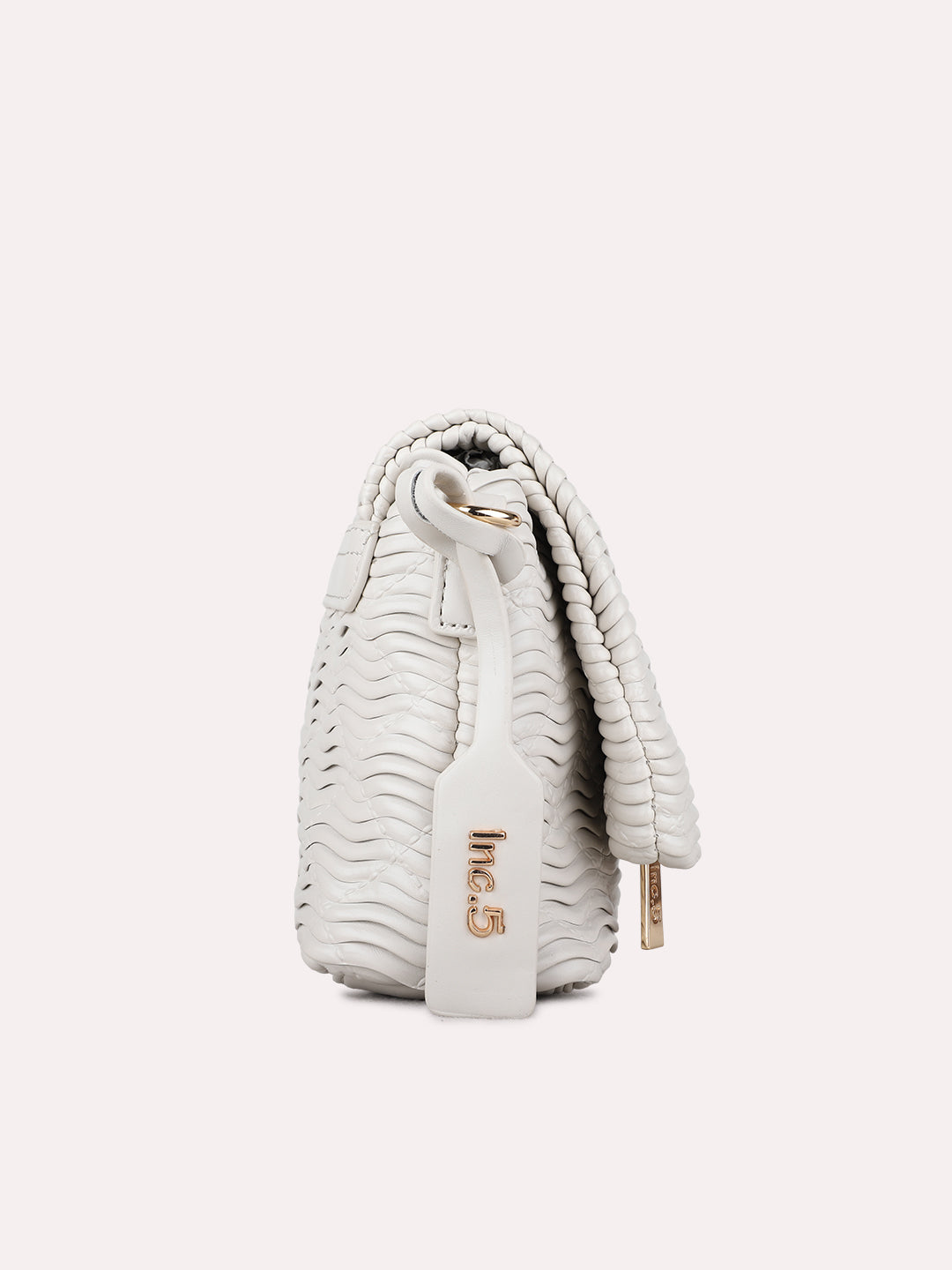 Womens Beige Sling Bag With Magnet Button Lock For Party