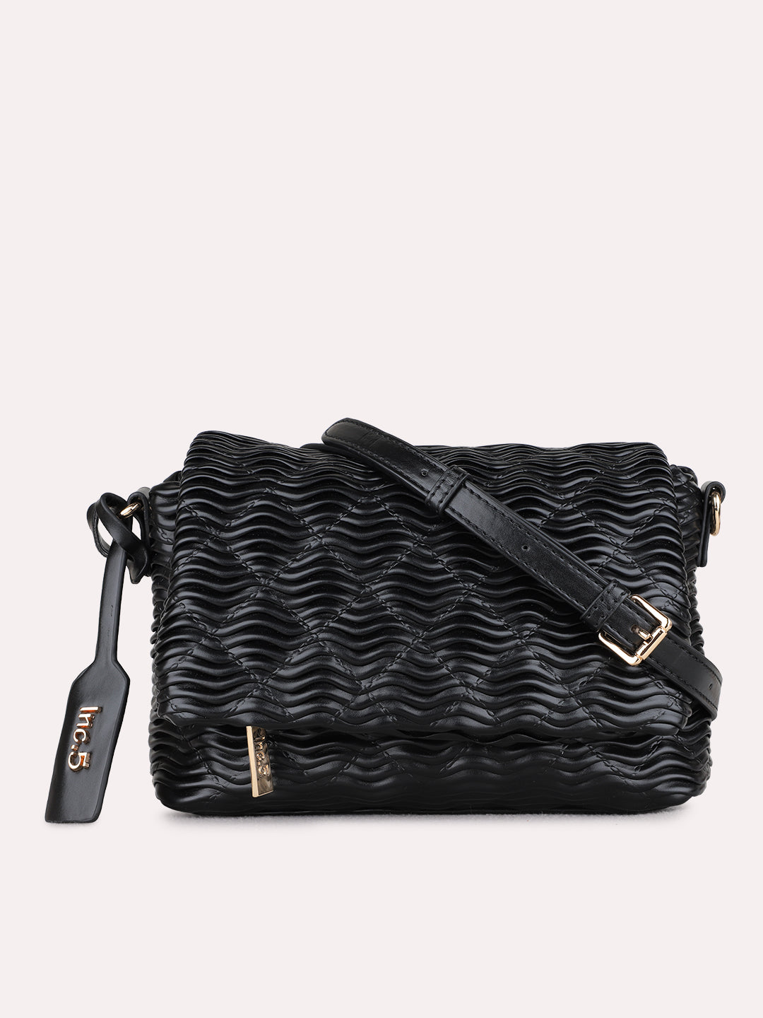 Womens Black Sling Bag With Magnet Button Lock For Party