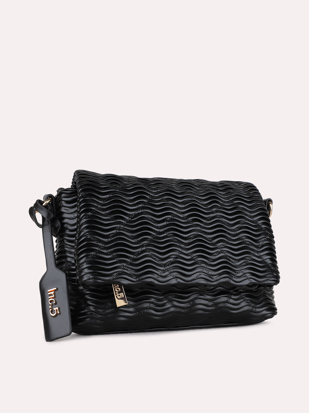 Womens Black Sling Bag With Magnet Button Lock For Party
