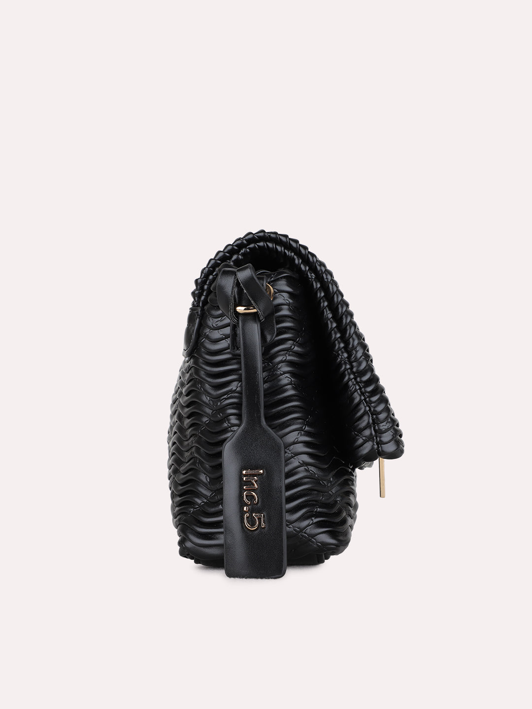 Womens Black Sling Bag With Magnet Button Lock For Party