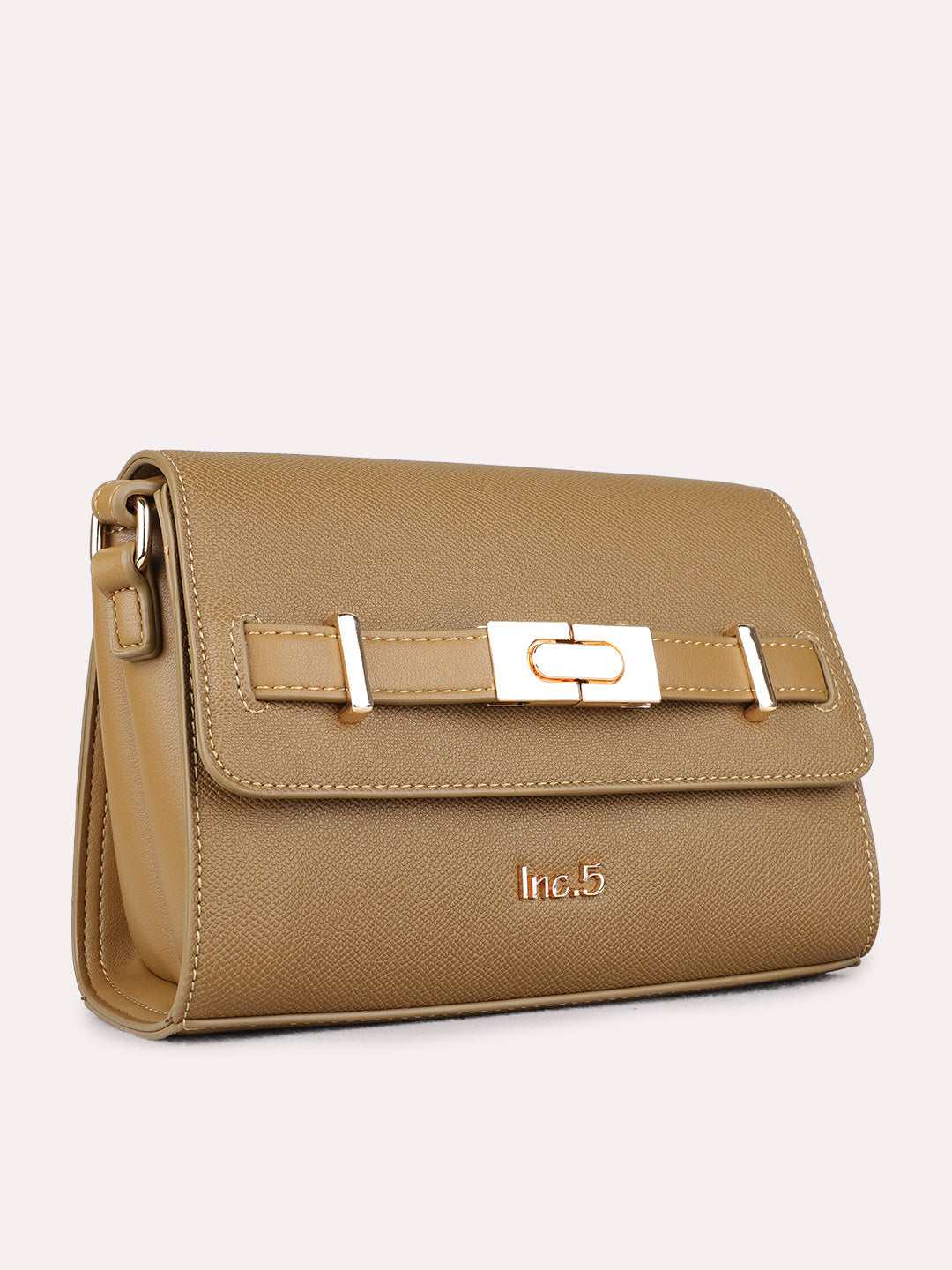 Womens Tan Sling Bag With Magnet Lock For Party