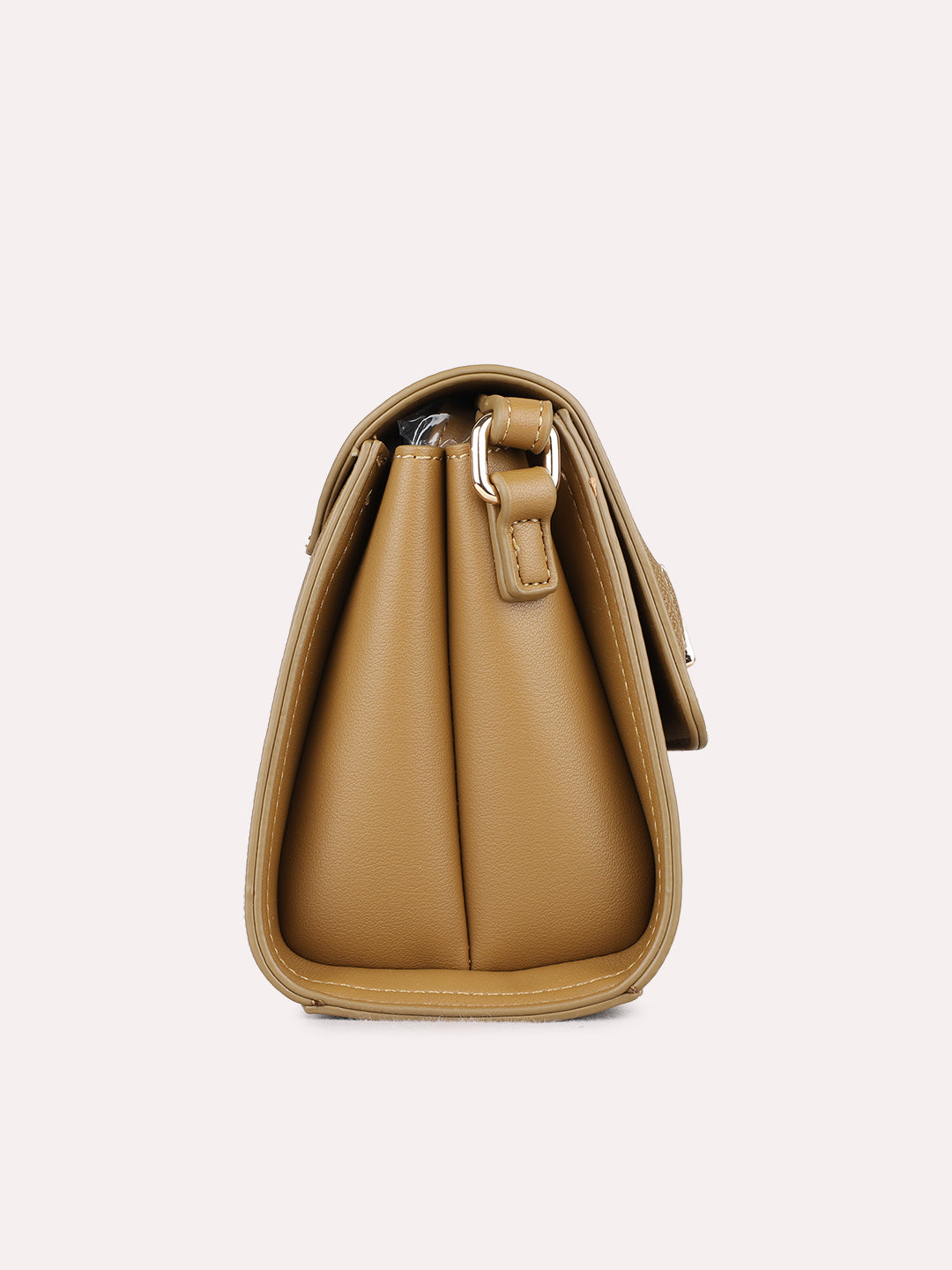 Womens Tan Sling Bag With Magnet Lock For Party