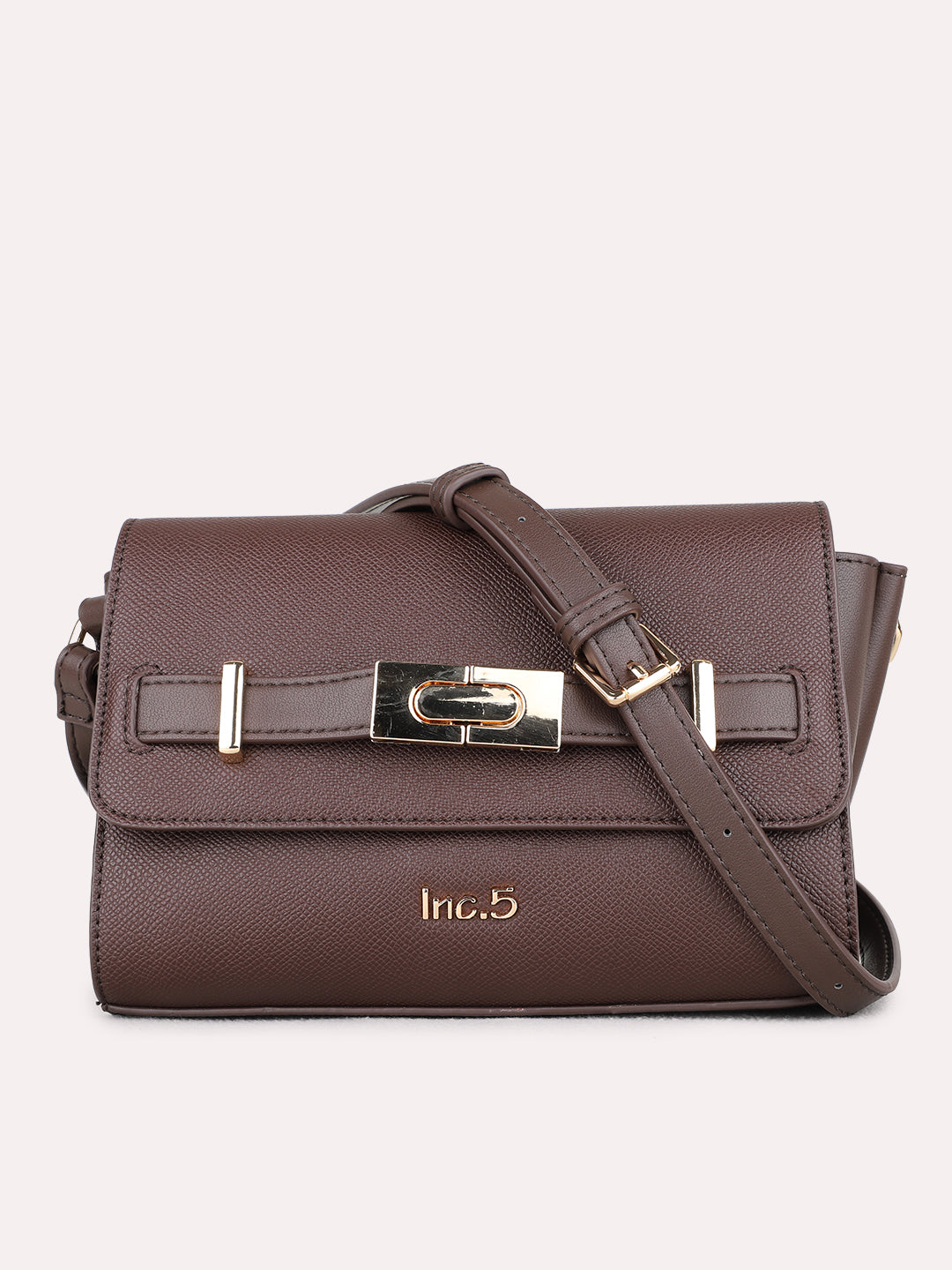 Womens Brown Sling Bag With Magnet Lock For Party Use