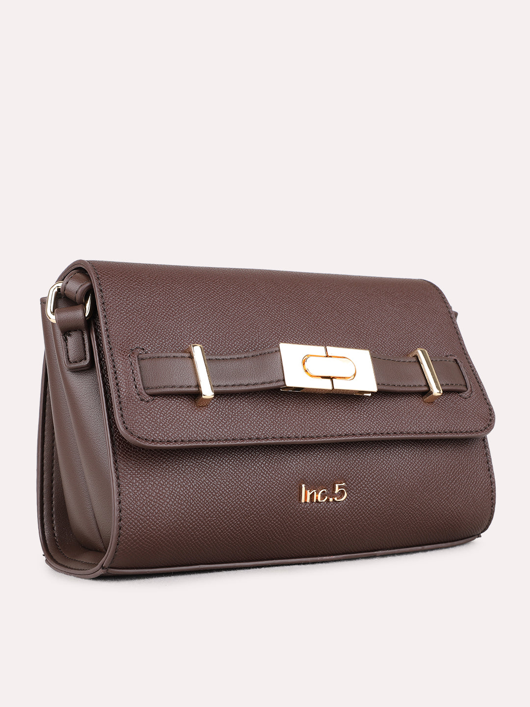 Womens Brown Sling Bag With Magnet Lock For Party Use