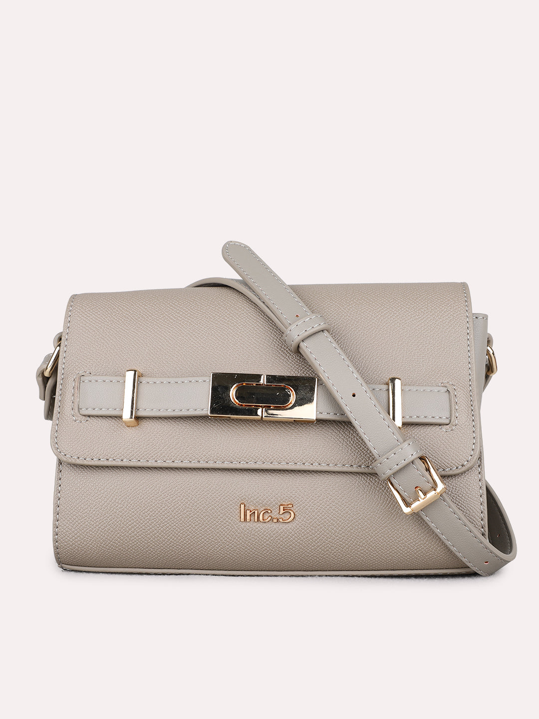 Womens Taupe Sling Bag With Magnet Lock For Party Use