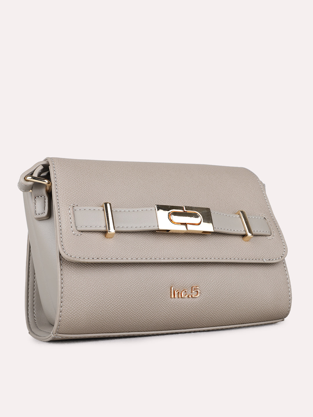 Womens Taupe Sling Bag With Magnet Lock For Party Use