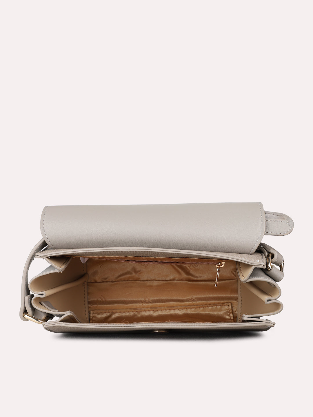 Womens Taupe Sling Bag With Magnet Lock For Party Use