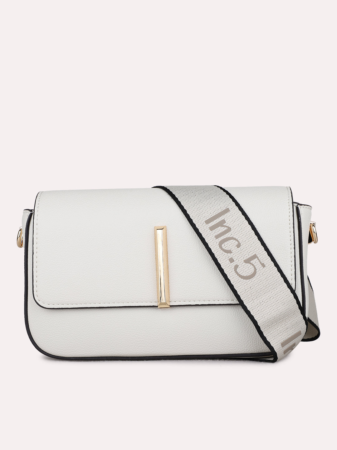 Womens Cream Sling Bag With Magnet Lock For Party Use