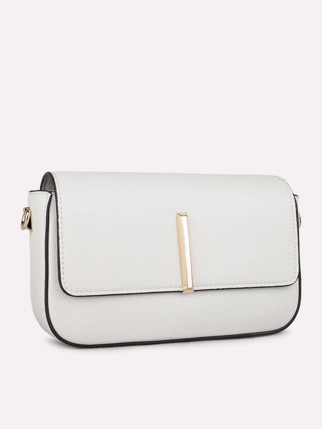 Womens Cream Sling Bag With Magnet Lock For Party Use