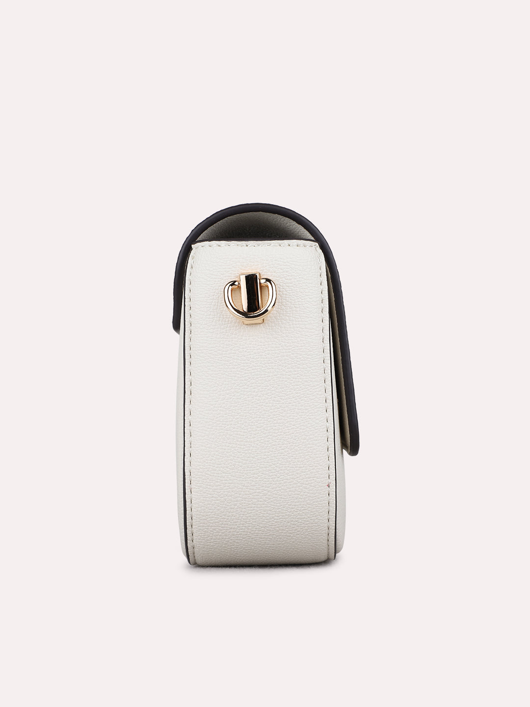 Womens Cream Sling Bag With Magnet Lock For Party Use