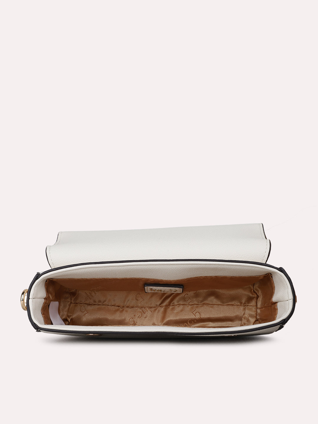 Womens Cream Sling Bag With Magnet Lock For Party Use