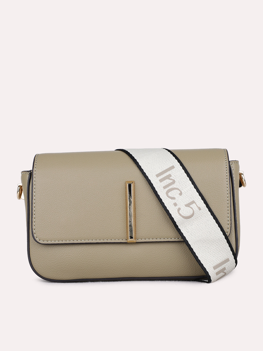 Womens Khaki Sling Bag With Magnet Lock For Party Use