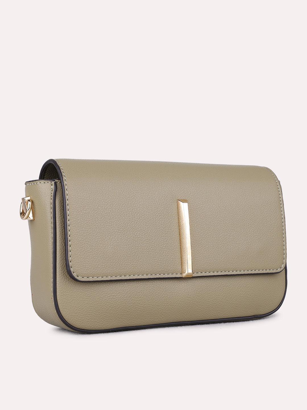 Womens Khaki Sling Bag With Magnet Lock For Party Use