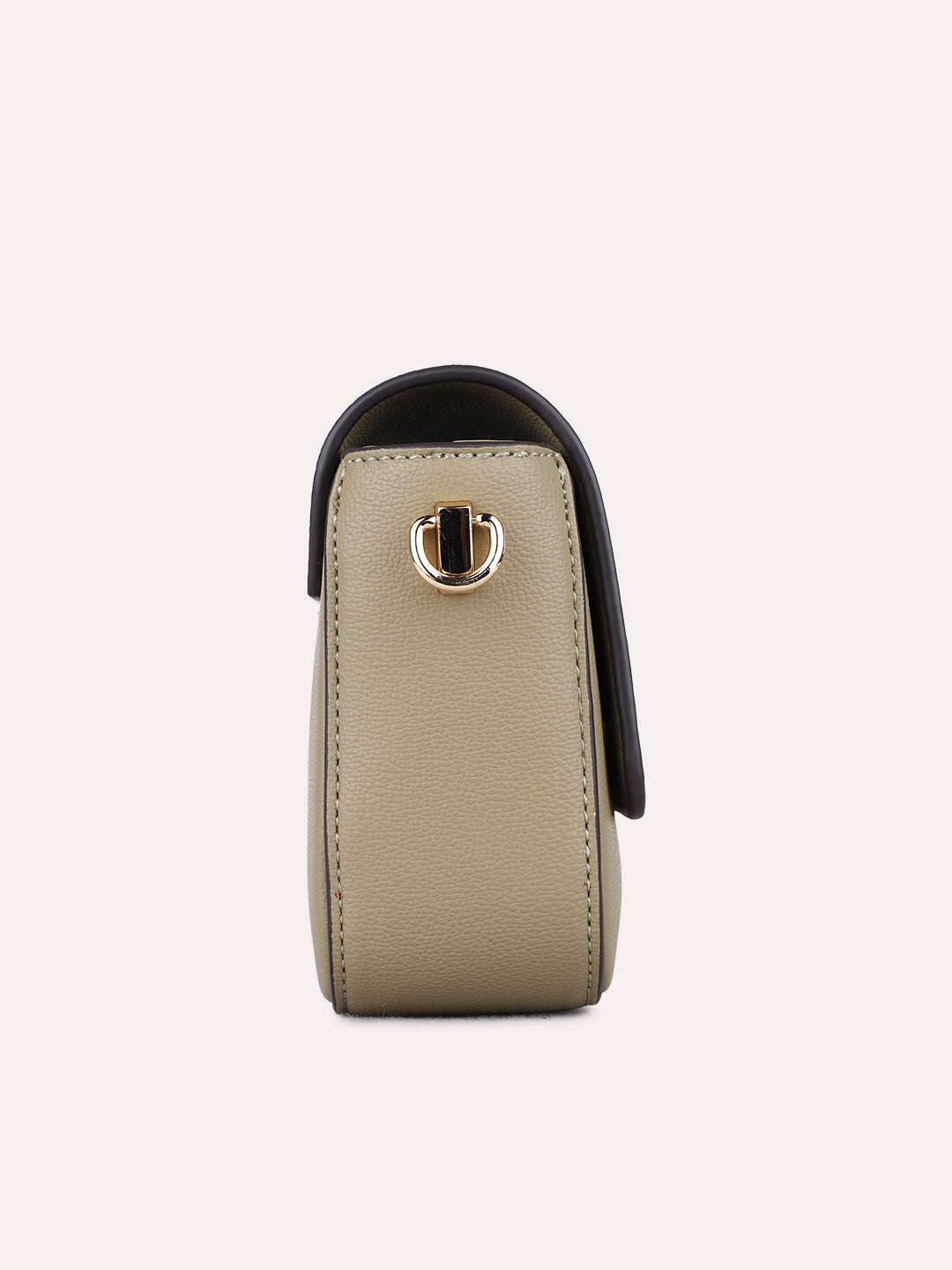 Womens Khaki Sling Bag With Magnet Lock For Party Use