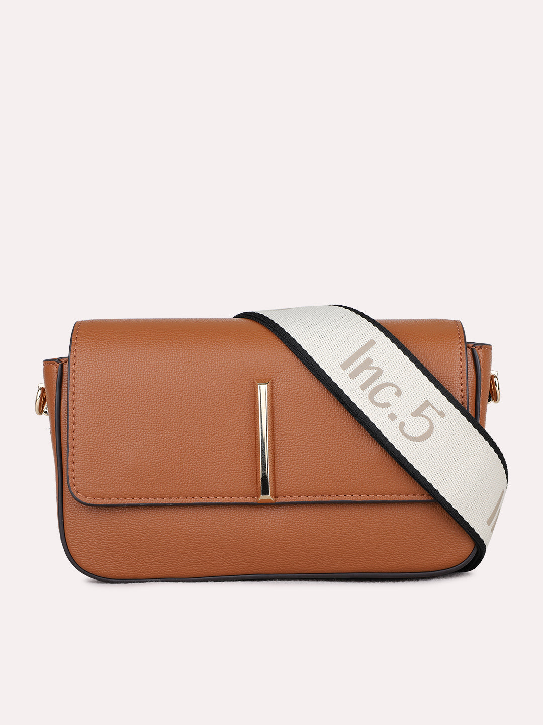 Womens Tan Sling Bag With Magnet Lock For Party Use